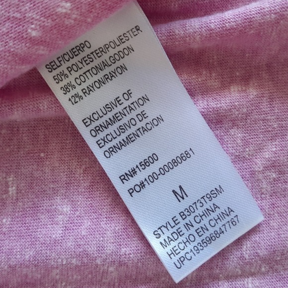 Democracy Woman Medium Blouse Relaxed Fit Pink Embroidered Flutter Sleeve V-Neck - Picture 6 of 8